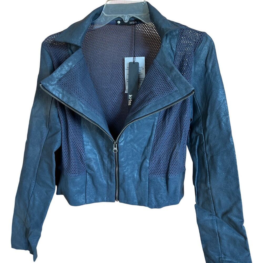 Krisa Stretchy Mesh Back Full  Zip Jacket, Gray, Women's size M